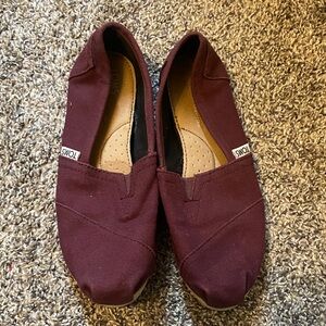 TOMS Maroon Canvas Slip-Ons